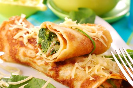 Palatschinken mit Spinatfüllung
