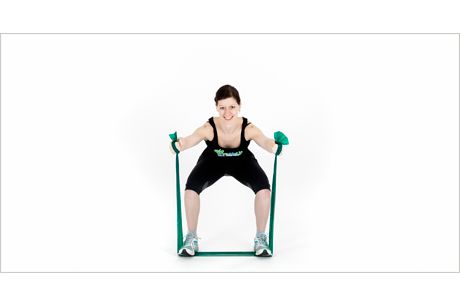 Parallel-Squat inkl. Armheben mit Theraband